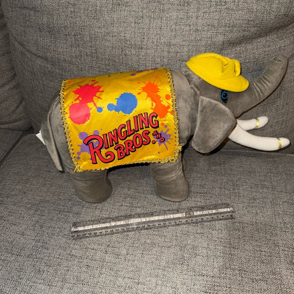 Ringling Bros.  Barnum & Bailey 143 Edition Gray Elephant Plush with Yellow Hat